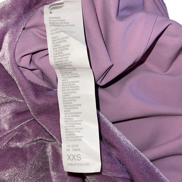 FABLETICS Gigi Velour Bodysuit Bright Lilac | Size XXS 0-2 | NWT - Picture 7 of 7